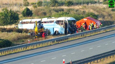 Wypadek autokaru na autostradzie A1