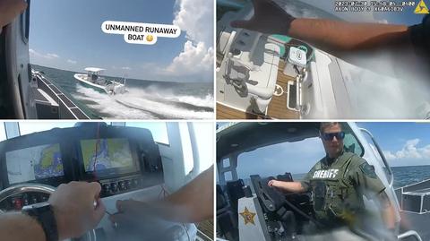 Łódź bez sternika płynęła z prędkością ok. 66 km/h. Biuro szeryfa hrabstwa Pinellas opublikowało nagranie