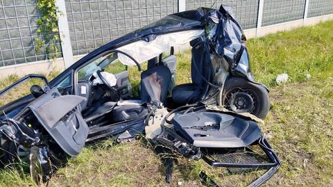 Wypadek trzech aut na DK45