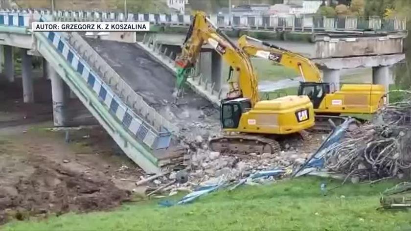 Nagranie z zawalenia się części wiaduktu w Koszalinie