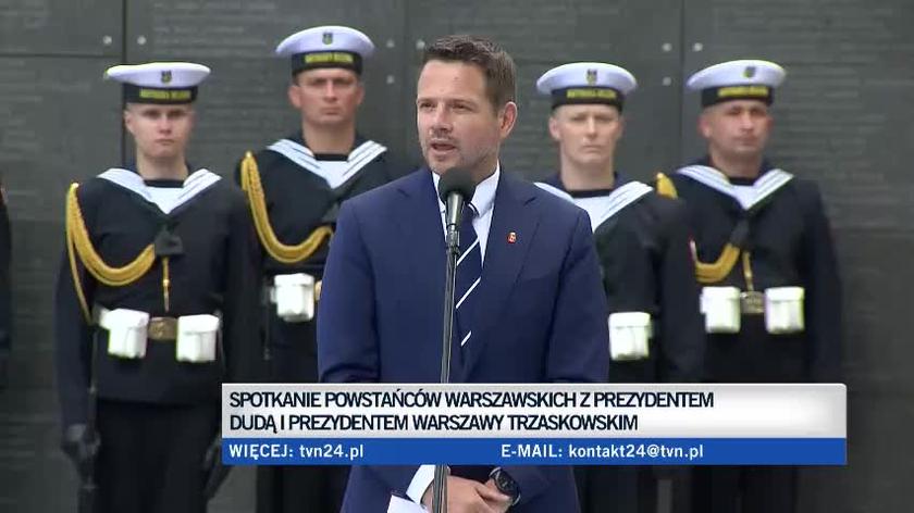 Warsaw Mayor Rafał Trzaskowski addresses Warsaw Uprising veterans