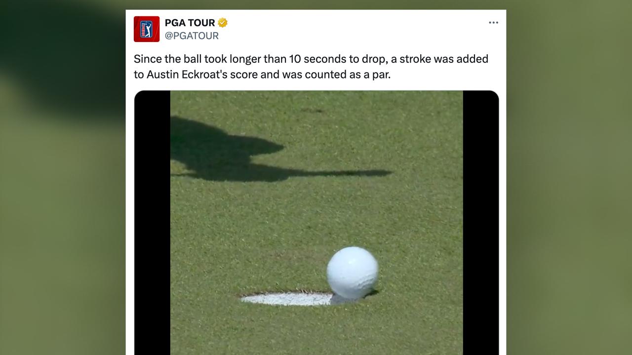 United States of America.  The ball flew over the hole and fell after 40 seconds.  Penalty shot for golfer