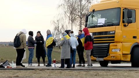Protest na przejściu granicznym w Koroszczynie (12.03.2022)