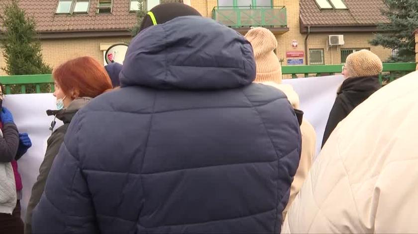 Protest przed budynkiem Straży Granicznej w Michałowie