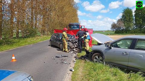 Wypadek pomiędzy miejscowościami Damnica i Damno. Nie żyje jedna osoba (materiał z 15.05.2022)