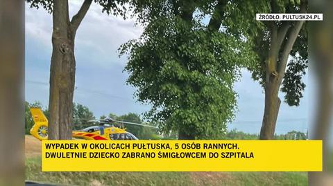 Wypadek w okolicach Pułtuska. Relacja reportera TVN24