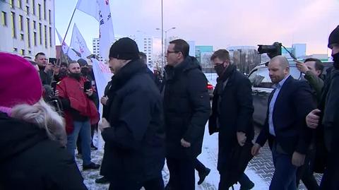 Protest górników i słowna konfrontacja premiera z wyborcami w Katowicach