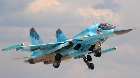 Płonący rosyjski bombowiec Su-34. Ukraiński wywiad publikuje nagranie 