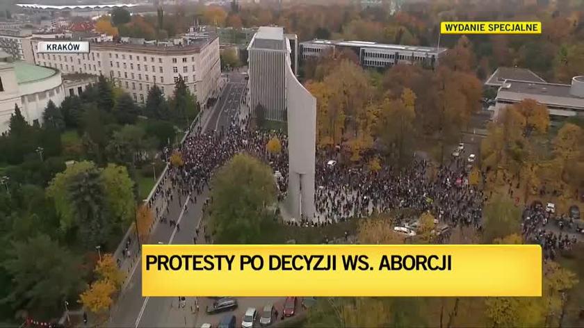 Protesters gathered in front of the parliament building in Warsaw