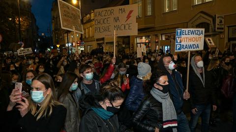 Protest w Krakowie. Zablokowana główna ulica miasta