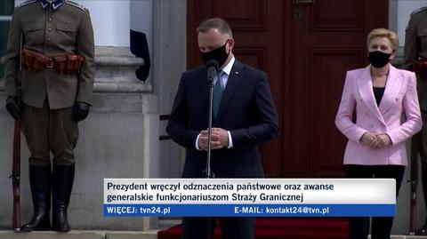 Andrzej Duda podczas uroczystości z okazji obchodów 30-lecia powołania Straży Granicznej