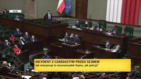 Kamiński w Sejmie o działaniach policji i incydencie z udziałem Czarzastego