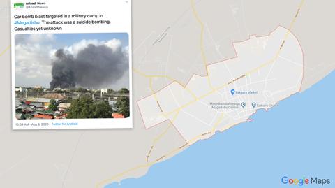 Eksplozja samochodu-pułapki w bazie wojskowej w Mogadiszu 