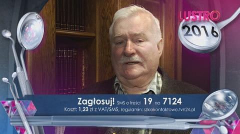 Lech Wałęsa, SMS nr 7124 o treści 19 (koszt 1,23 z VAT)