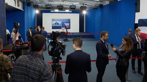 Sztab PiS po pierwszych wynikach sondażowych po wyborach parlamentarnych w 2023 roku