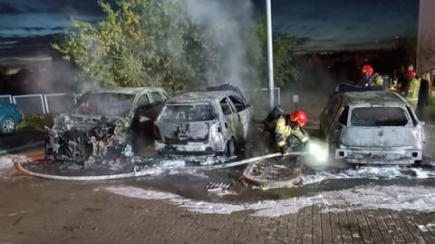 Pożar samochodów osobowych w Gdańsku