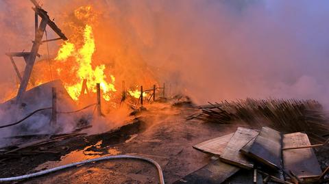 Pożar tartaku w miejscowości Hadle Szklarskie