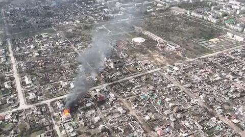 Zniszczone przedmieścia Ługańska na nagraniu z drona