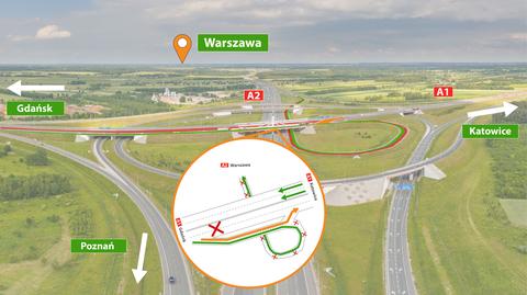 Utrudnienia na autostradowym węźle Łódź Północ (28.06.2021)