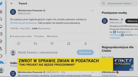 Zwrot w sprawie zmian w podatkach