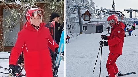 Prezydent Andrzej Duda na nartach w Kluszkowcach