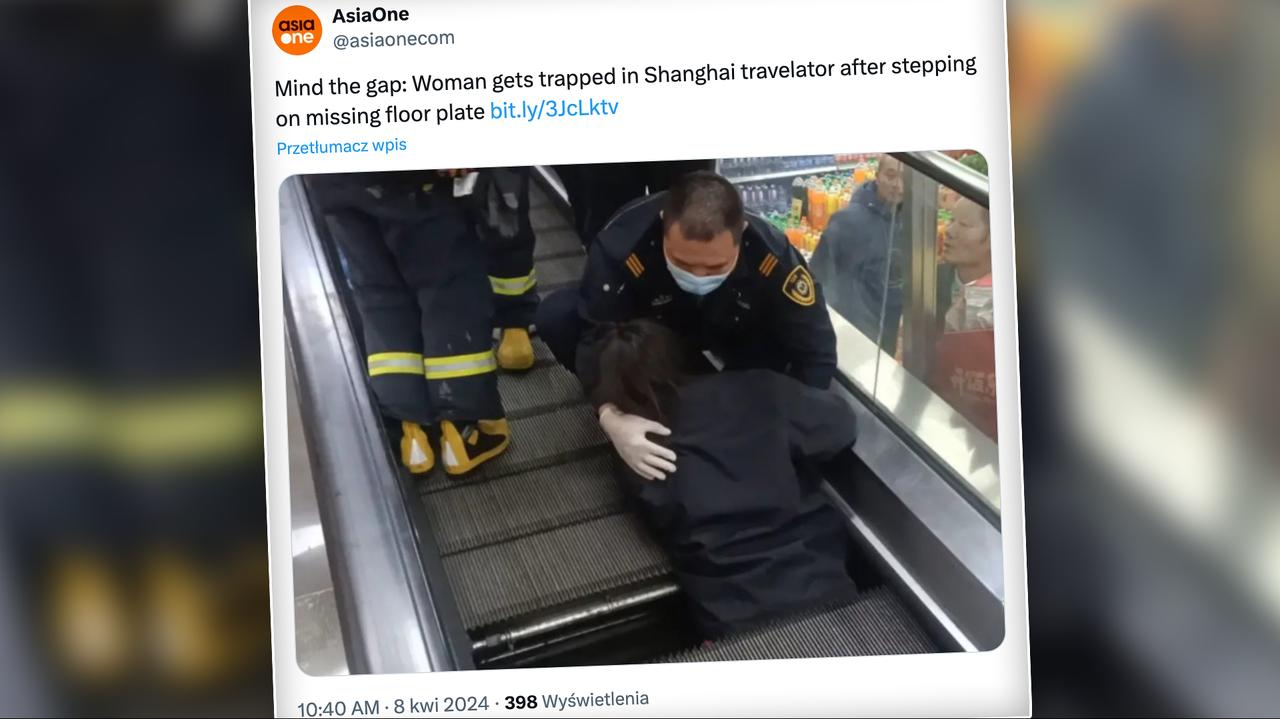 Strażacy uwolnili kobietę, która utknęła w ruchomych schodach w supermarkecie. Jest poważnie ranna