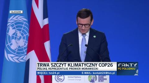 Morawiecki w Glasgow: transformacja klimatyczna nie może odbywać się kosztem ludzi