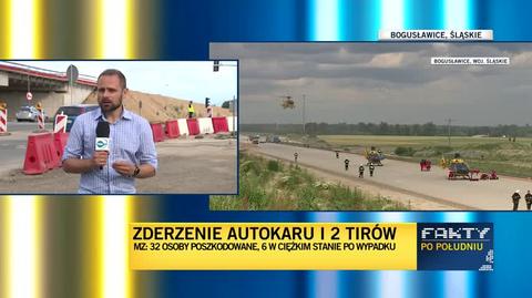 Śmigłowiec wojskowy na miejscu wypadku w Bogusławicach