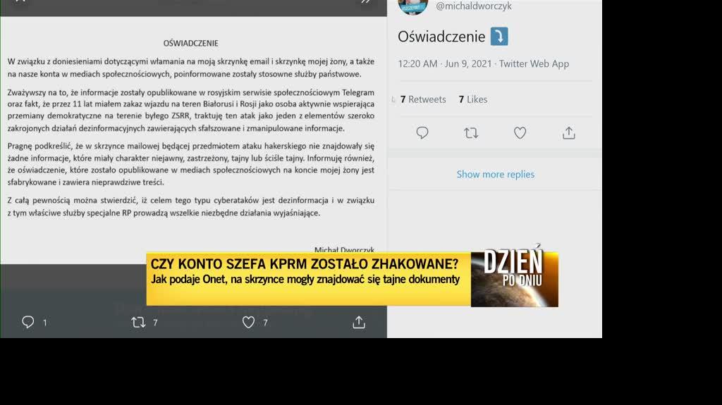 Oświadczenie Michała Dworczyka