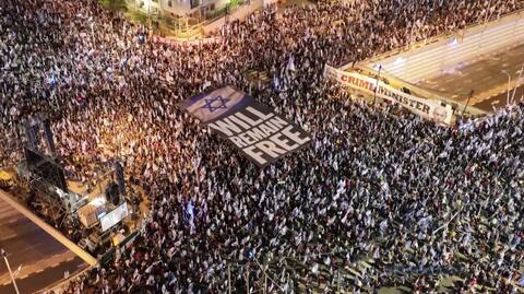 Protesty w Izraelu przeciwko zmianom w Sądzie Najwyższym (nagranie archiwalne)