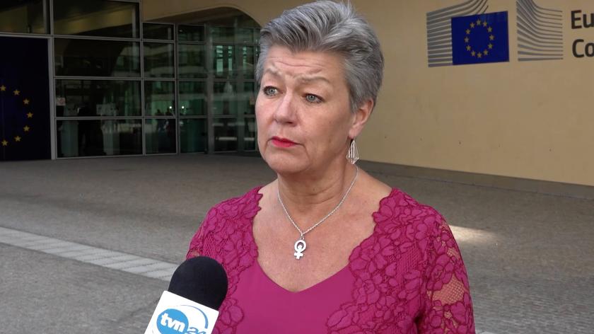 European Commissioner for Home Affairs Ylva Johansson in an interview for TVN24