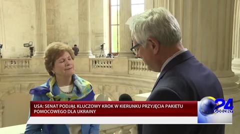Senator Jeanne Shaheen w rozmowie z korespondentem "Faktów" TVN Marcinem Wroną