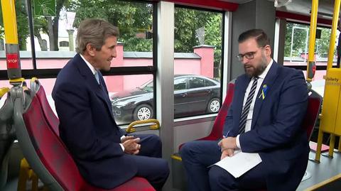 John Kerry in an interview for TVN24 reporter Michał Sznajder