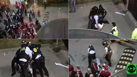 Zamieszki przed stadionem w Kopenhadze. Nagranie Reportera 24