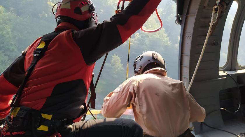Polacy pomagają w walce z pożarem w Czeskiej Szwajcarii. Nagranie z akcji gaśniczej