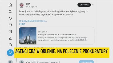 Agenci CBA w Orlenie. Relacja reportera TVN24