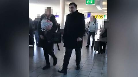 Saakaszwili na lotnisku w Amsterdamie