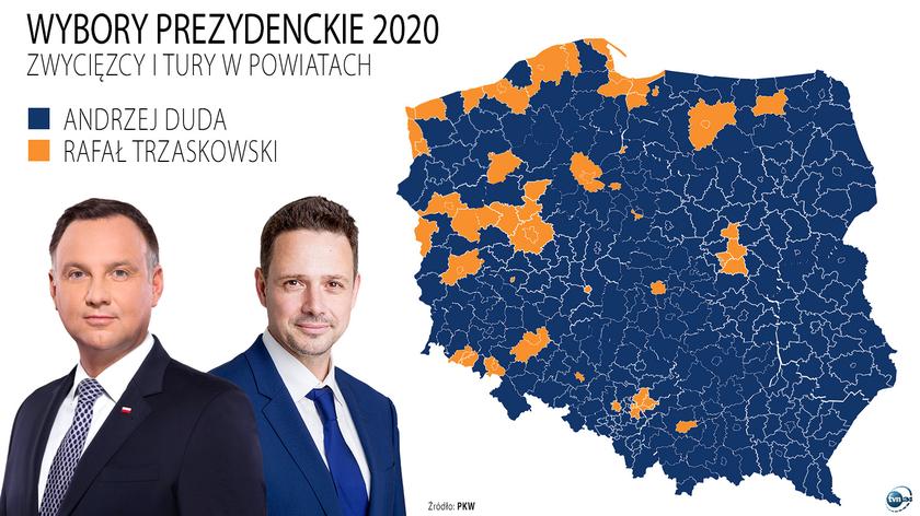Wybory prezydenckie 2020. Wyniki 1. tury wyborów na prezydenta ...