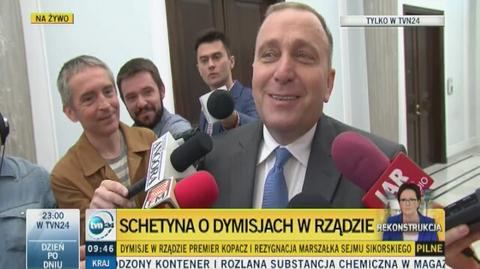 "Polityczne trzęsienie ziemi". Schetyna: nie ma tematu mojego powrotu do Sejmu