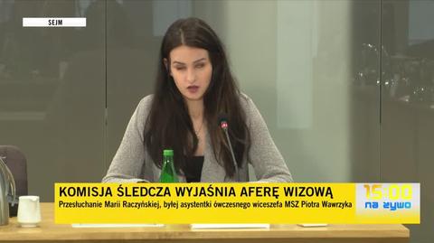 Maria Raczyńska przed komisją ds. afery wizowej. Swobodna wypowiedź