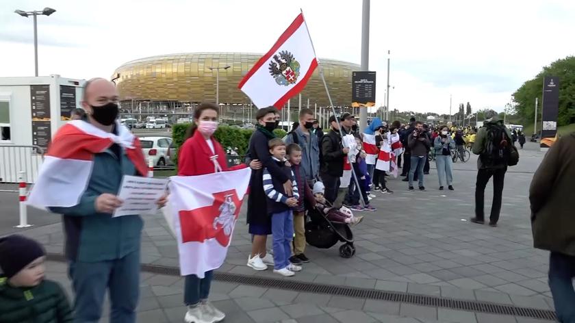 Protest przed finałem Ligi Europy w Gdańsku