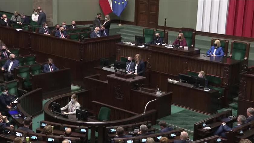 Hanna Gill-Piątek podczas specjalnego posiedzenia Sejmu w sprawie sytuacji na polsko-białoruskiej granicy