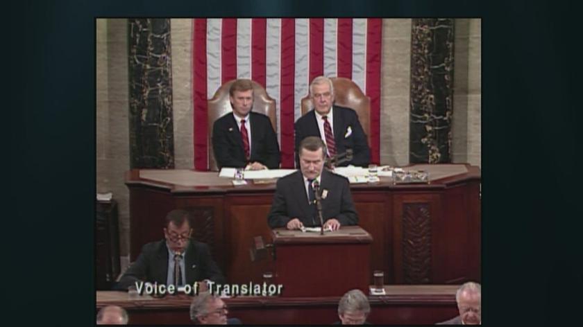 "My naród" - od tych słów Lech Wałęsa zaczął wystąpienie w amerykańskim Kongresie