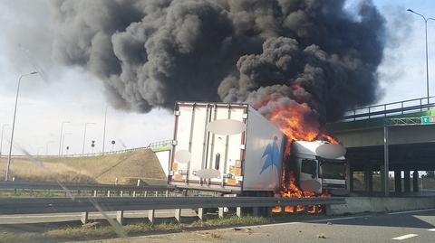 Pożar samochodu ciężarowego na obwodnicy Zambrowa