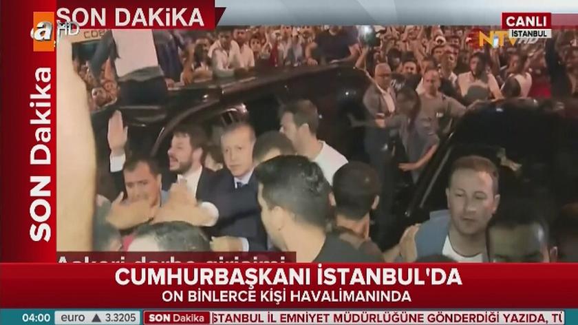 Erdogan pojawił się na lotnisku w Stambule