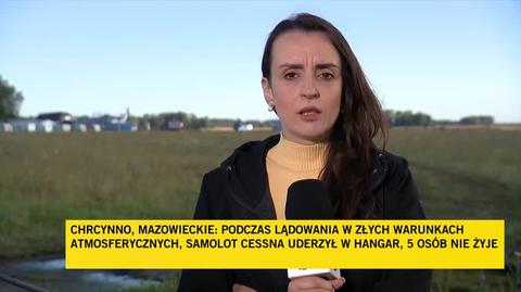 Relacja reporterki TVN24 z lotniska w Chrcynnie