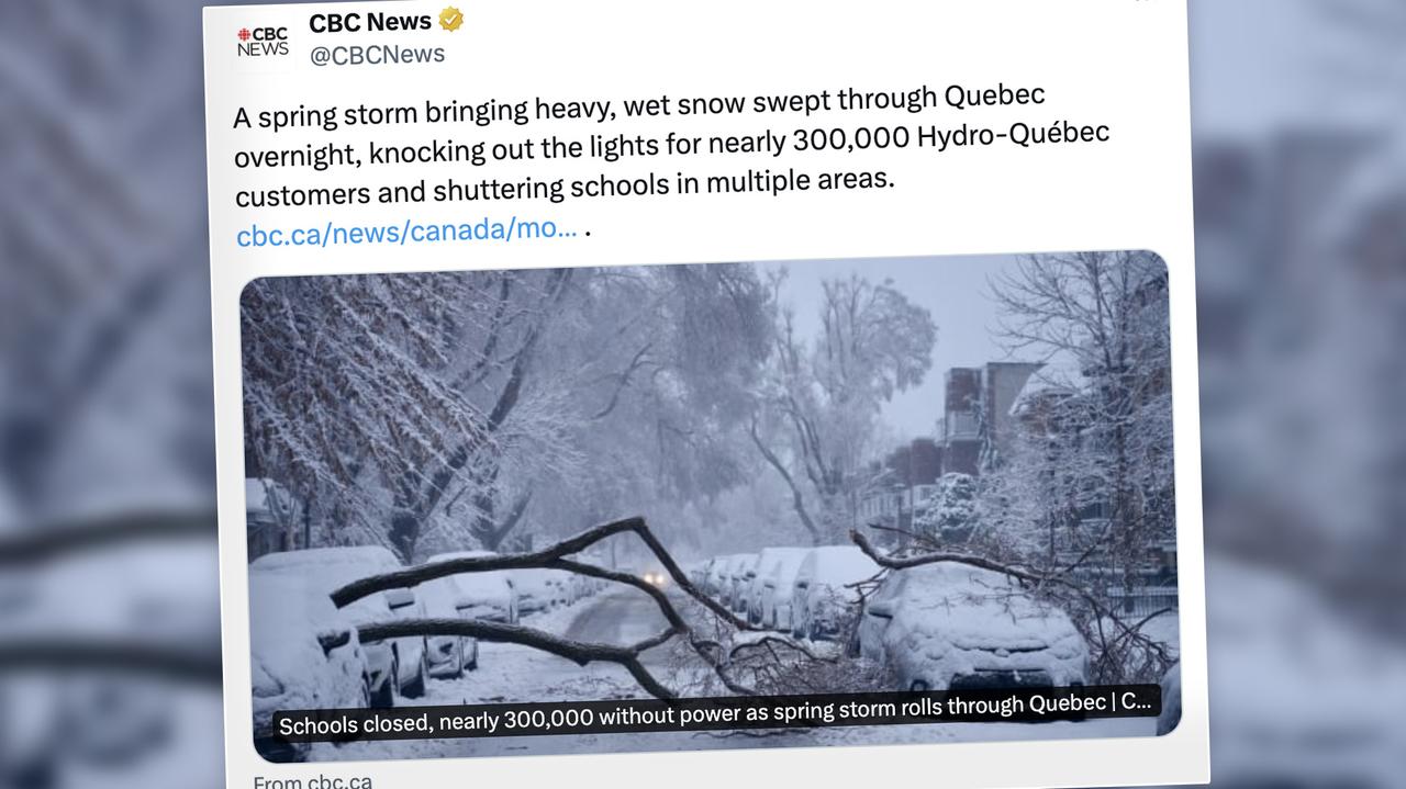 Canada.  Śnieżyce.  Hundreds of thousands of customers were cut off from electricity, and schools were closed