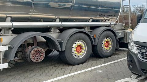 Cysterna bez jednego koła jechała autostradą A2