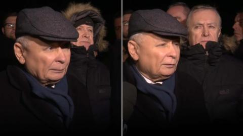 Kaczyński mówi, że widział grupy "zakapturzonych ludzi", zaraz później Gliński ściąga kaptur