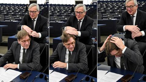 Guy Verhofstadt ofiarą fryzjerskiego żartu Junckera